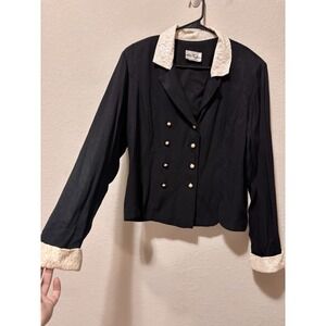 VTG Alix Taylor NY Blazer Sz XL Jacket Pearl Lace Coquette Old Money Cottagecore
